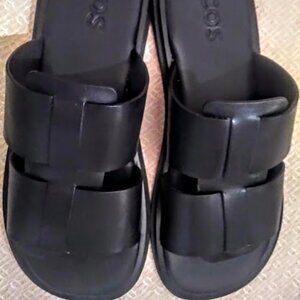 COS Mens Woven Leather Strap Sandals - Size 10 1/2 - Black